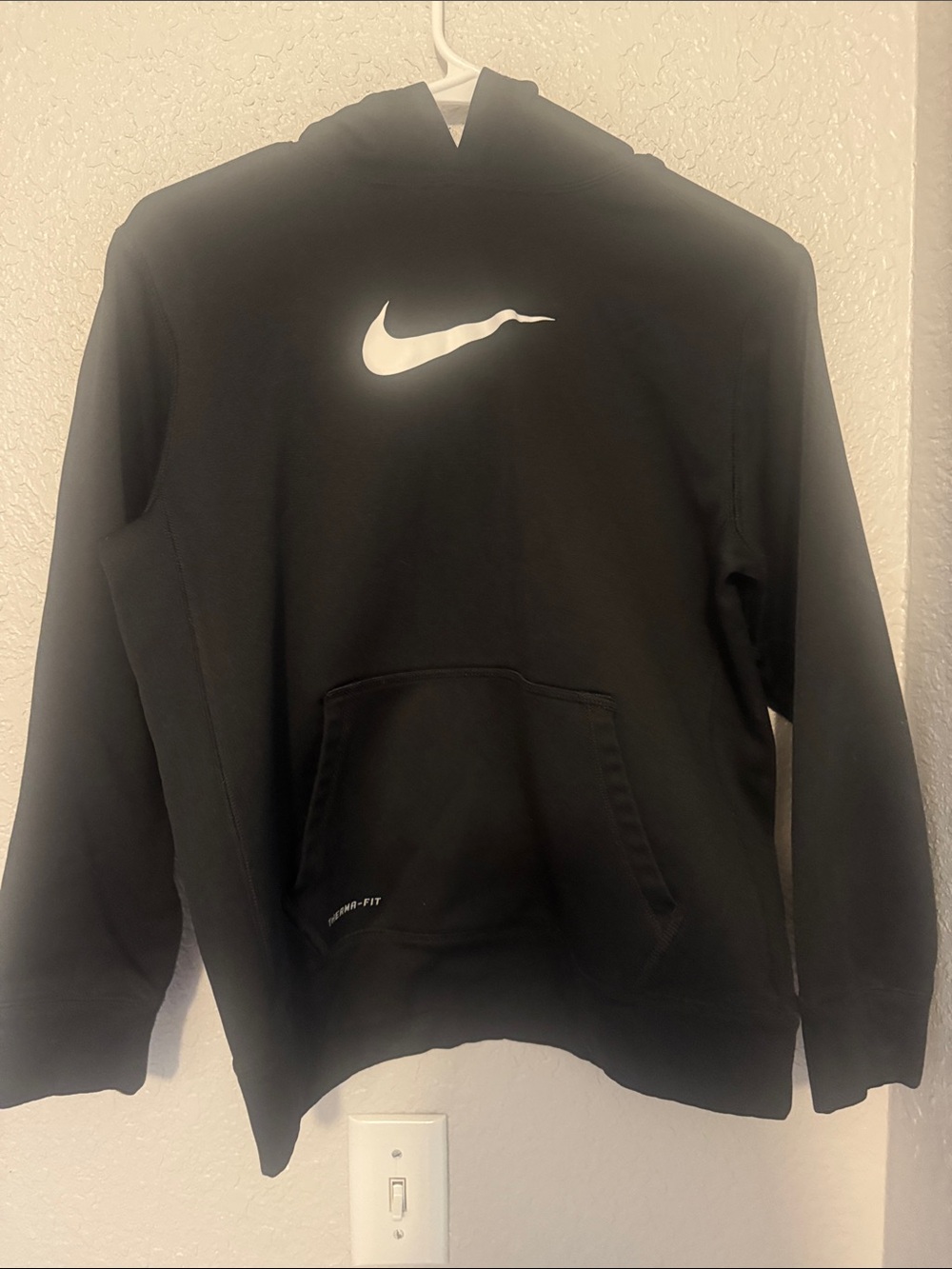 Nike Boys Black Hoodie with White Swoosh